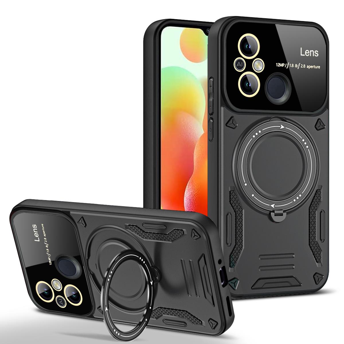 

Для Xiaomi Redmi 12C чехол противоударный Armor Ring держатель чехлы для Redmi 12C 12 C Redmi12C Magsafe беспроводной телефон чехол For Redmi 12C чёрный