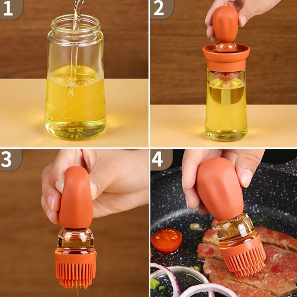 Silicone Brush Barbecue Spray Bottle Glass Seasoning Bottle Oil Brush Dispenser  Seasoning
