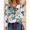 Women's Creative Printed Zipper Long-sleeved T-shirt, Breathable, Soft and Comfortable, Suitable for All-year-round Casual Wear
