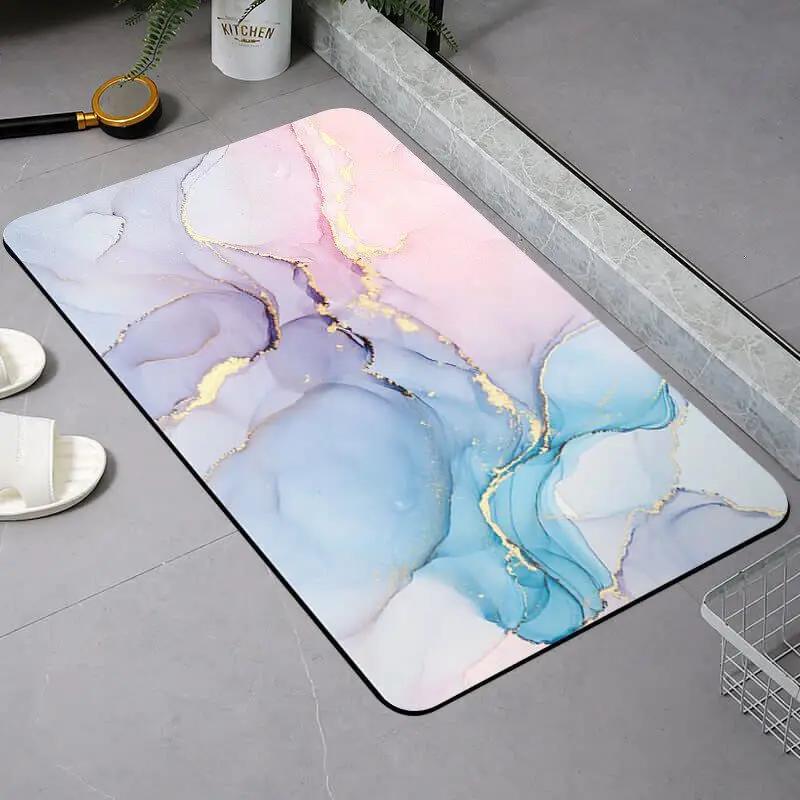 Modern Marble Printed Bathroom Floor Mat Absorbent Non Slip Bathtub Rug Decorative Carpet Bathhouses Accessories Home Room Decor