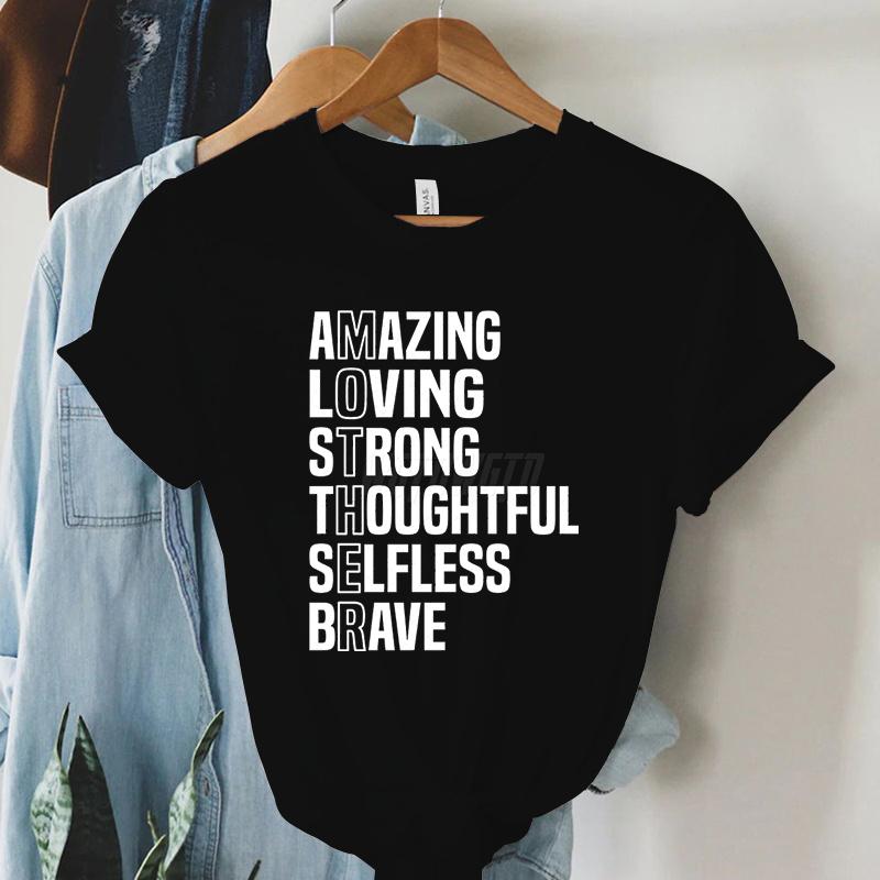 Mother Inspirational Quote Graphic T Shirts Gift for Mom Short Sleeve Tee Mom Life Tee Shirt Letter Print Mother’s Day T-shirts