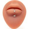 Anello per labbra per occhi alla moda, piercing per labbra in acciaio inossidabile, anelli per labret, piercing per setto per unghie a forma di cuore, farfalla, luna, loto