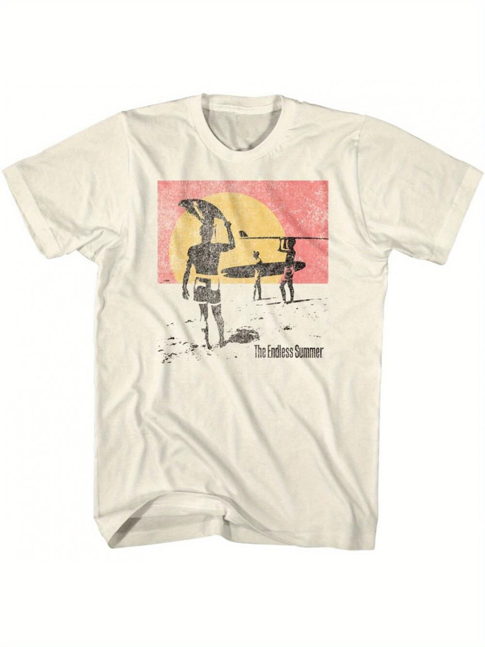 Mens Retro Endless Summer Surf Movie TShirt  Slim Fit Bohemian Style Retro Surf Print Couple Streetweart  graphic t shirts M