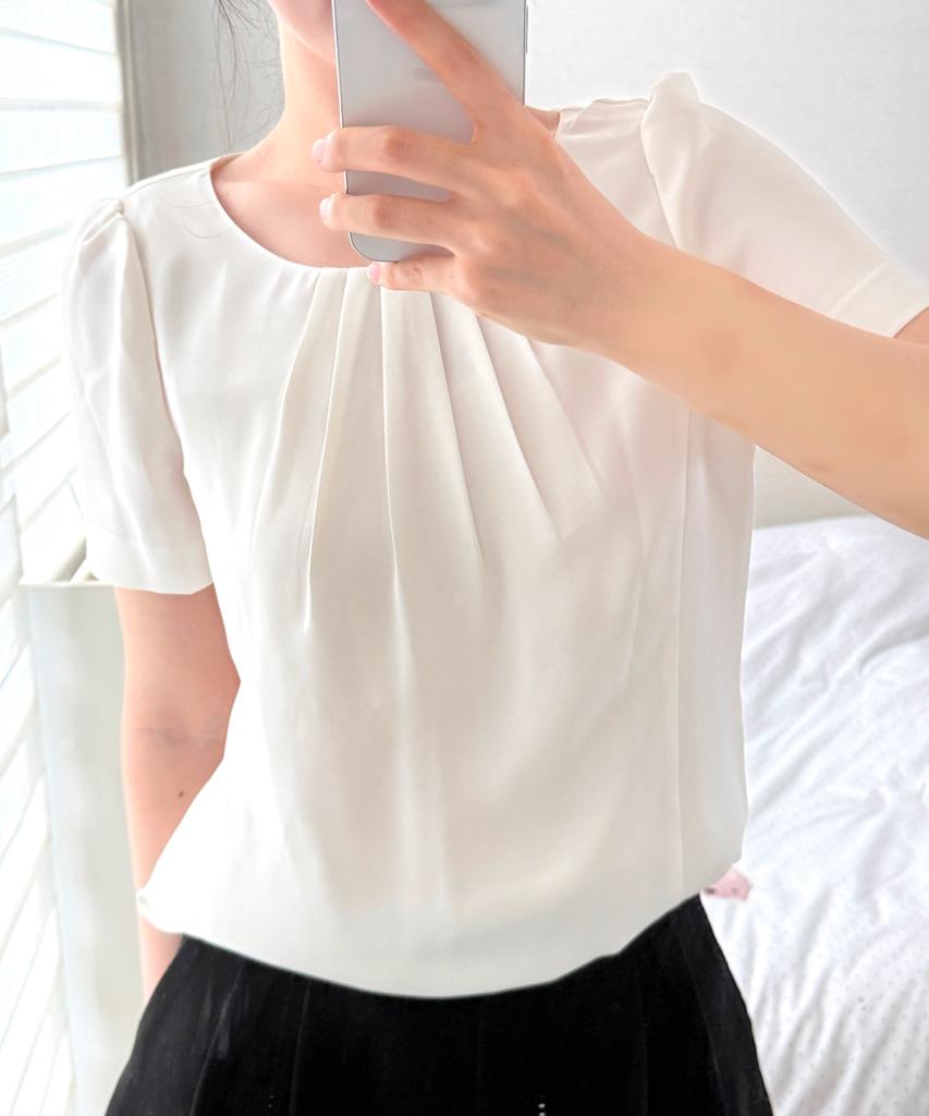 ROEM Basic Round Neck Short Sleeve Blouse Rmblg24R03
