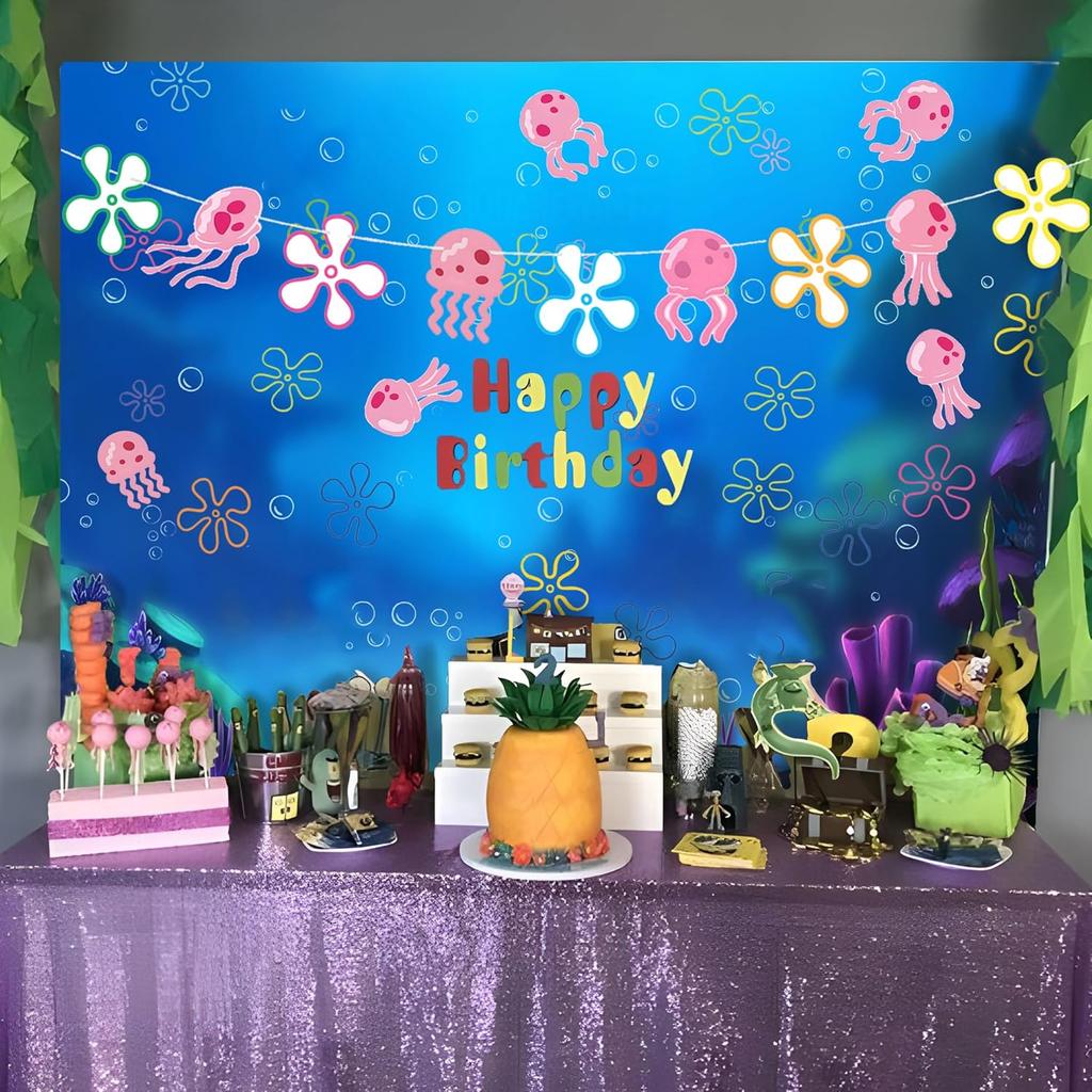 Jellyfish Flowers Party Banner Under The Sea Bottom Theme Party Decorations for Wedding Bridal Baby Shower Birthday Party Supplies