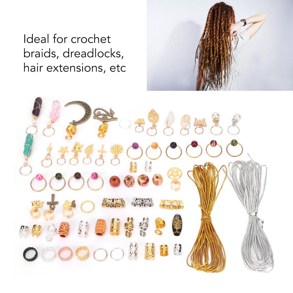 Dreadlocks Jewelry Set Alloy Dreadlocks Beads Hair Cuffs Rings Coils Braiding Hair Pendants Decoration