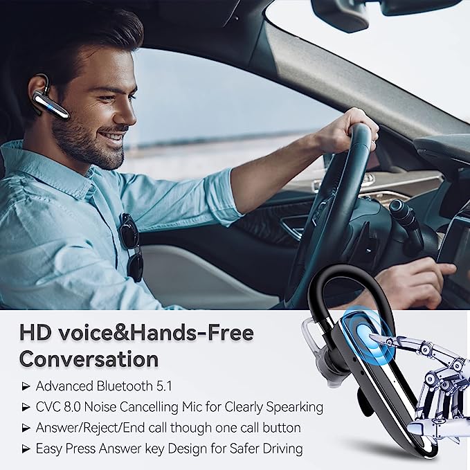 Ασύρματο επαγγελματικό ακουστικό YYK530 Single Ear Dual Microphone Bluetooth V5.1 Ακουστικό ακύρωσης θορύβου ακουστικών για πρόγραμμα οδήγησης