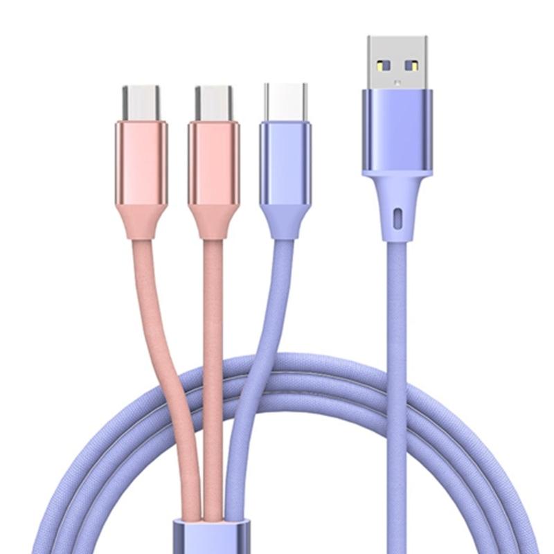 

3-в-1 USB 2.0 TypeA на Micro USB и TypeC Разветвитель Зарядный Кабель 66 Вт Высокой Мощности MicroUSB Usb-C Синхронный Зарядный Кабель 1