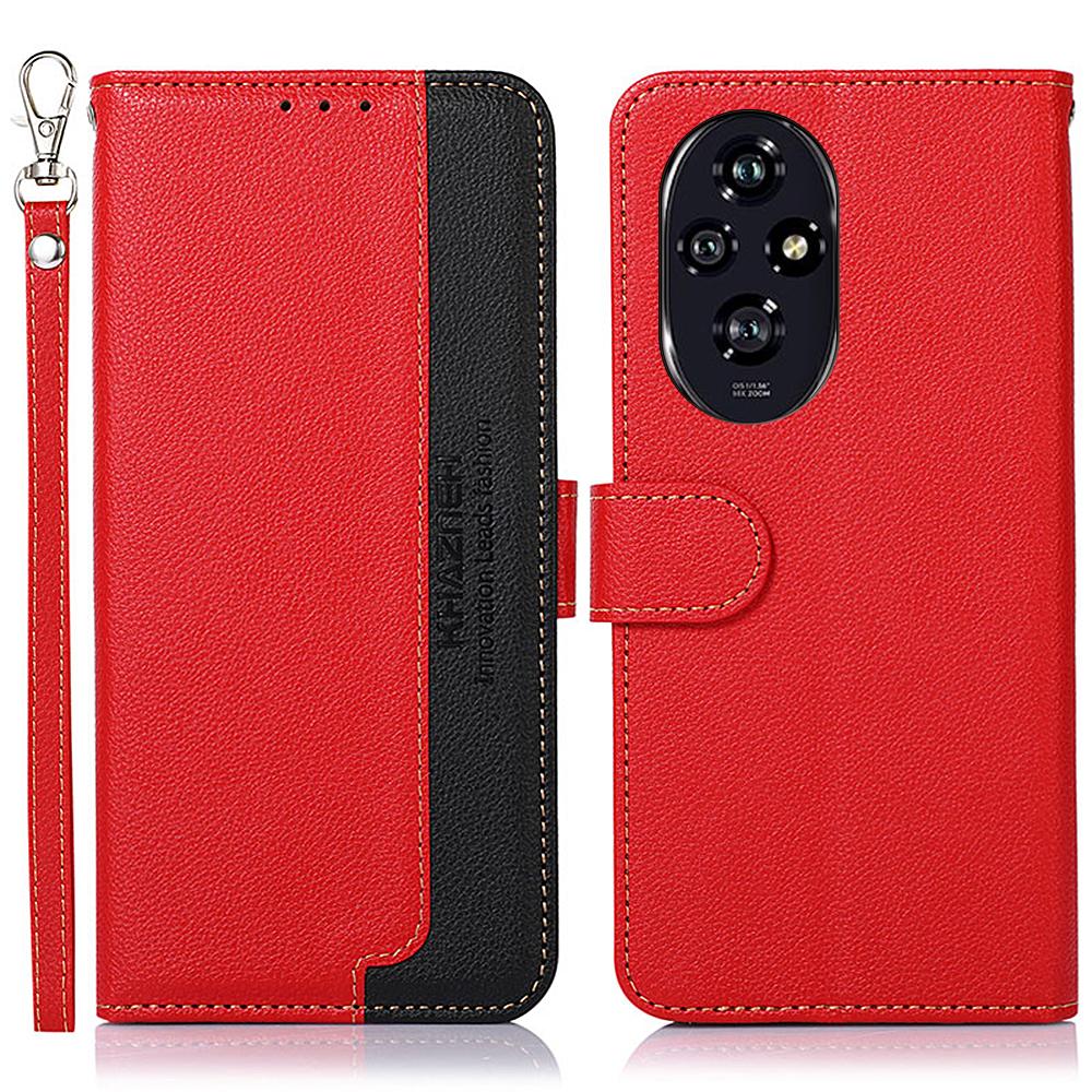 

For Honor 200 5G Case Leather Phone Cover with RFID Blocking Wallet Red