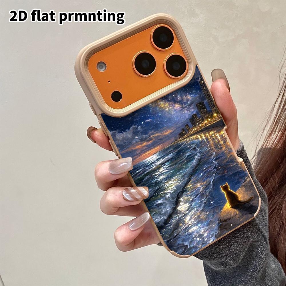 Phone Case: 2D Flat Lambskin Suitable for iPhone 18 17 16 15 14 13 Pro Protective Case, Galaxy Kitten, Christmas and Halloween Gifts