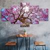 Schöner lila Baum Tageslichtszene 5-teilige Leinwand-Wandkunst Mehrteiliger Druck Modernes Naturposter Heimdeko Bild Geschenk für ihn für sie