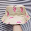 Flamingo Printed Bucket Hat European and American New Small Edge Basin Hat Double-sided Sunshade and Sunscreen Hat