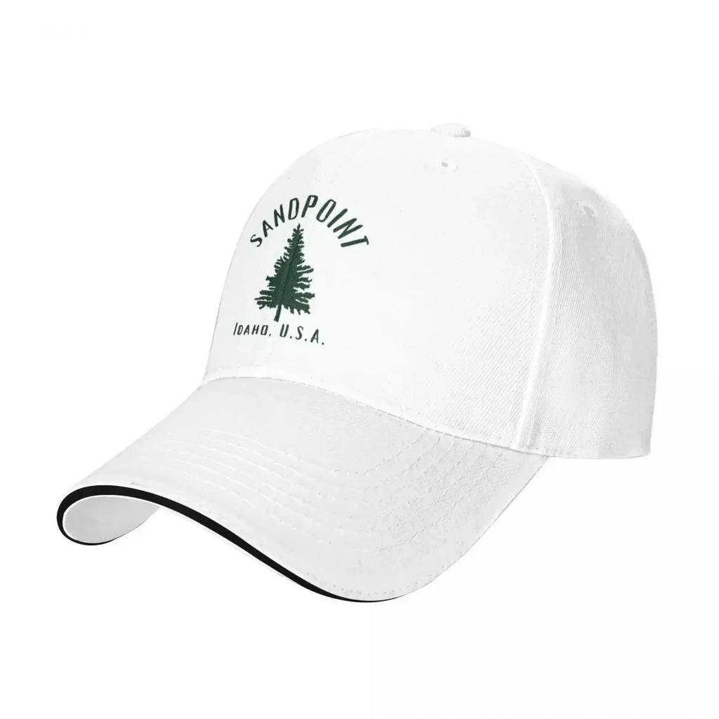 Minimalist Sandpoint Idaho Deep Green Primitive Stark Pine Tree Baseball Cap Sunhat Unisex Caps Womens