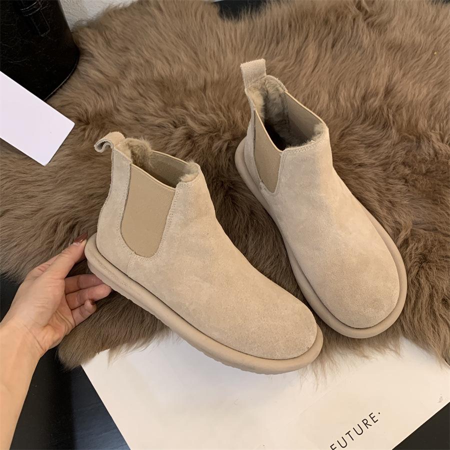 Buty Zimowe Damskie Jesień Zima Ciepłe Buty Wyściełane Futerkiem Pogrubione Buty Codzienne Krótkie Botki