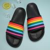 Women Rainbow Thick Sole Summer Beach Slides Bathroom Anti-Slip Slipper Soft Sandals Fashion Flip-Flops Ultra-Light Letter Shoe