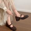 Fashion Commuter Retro Thick Heel Small Leather Shoes Women's 2025 New Spring and Autumn with Skirt French Square Head Mary Jane Single Shoes