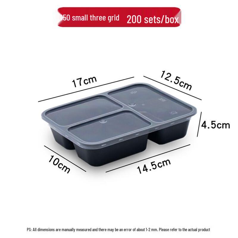 Wutuo Thickened Rectangular 3-Compartment Disposable Lunch Box