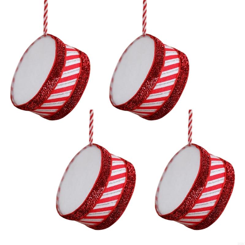 

4PCS Cloth And Foam Drum Ornament Christmas Tree Decoration Holiday Decoration