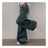 The Pink Women Neg String Diamond Pintuck Cat Wash Denim Wide Pants