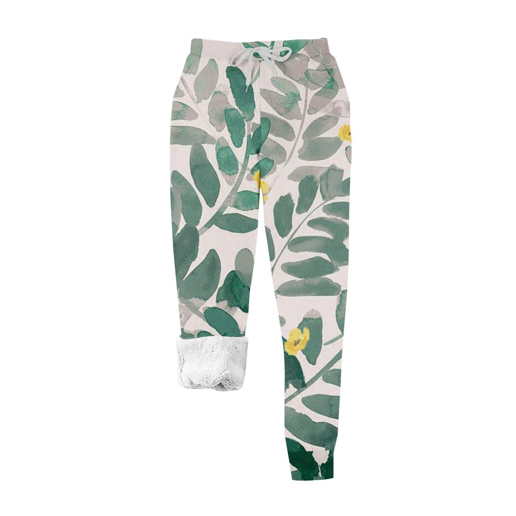 Women's Casual Fashion Home Christmas Print Plush Sweatpants