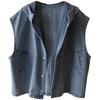 2025 Spring/Summer Women's Korean-Style Loose Casual Hooded Denim Vest Jacket