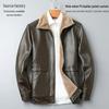 2025 Women's Retro Distressed Leather Jacket - Spring/Autumn Short Style with Motorcycle Lapel