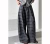 Gray Plaid High Waist Wide Leg Vintage Suit Pants Loose Fit Trousers Women Fashion Tide Spring Autumn