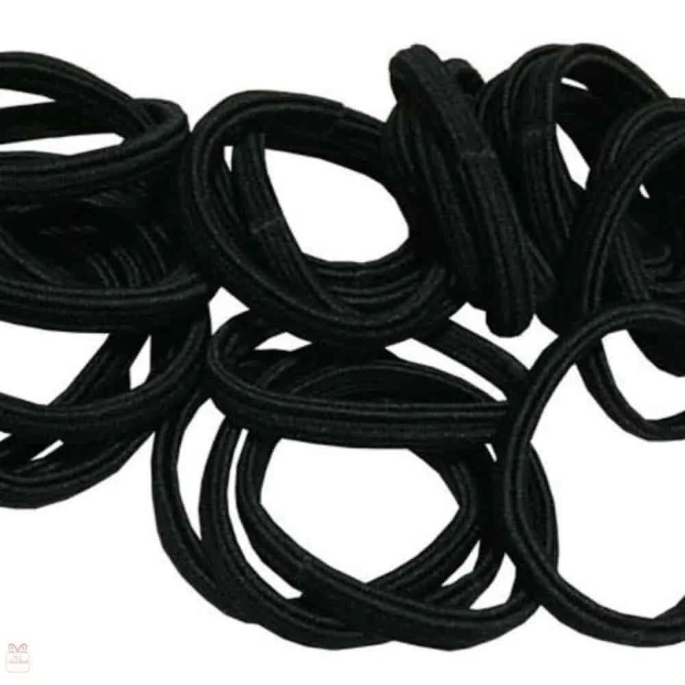 Knotless Black Elastic Bands 30p Hair Ties for Elementary School Students Hair Ties for Women Large Capacity Hair Ties Black Hair Ties