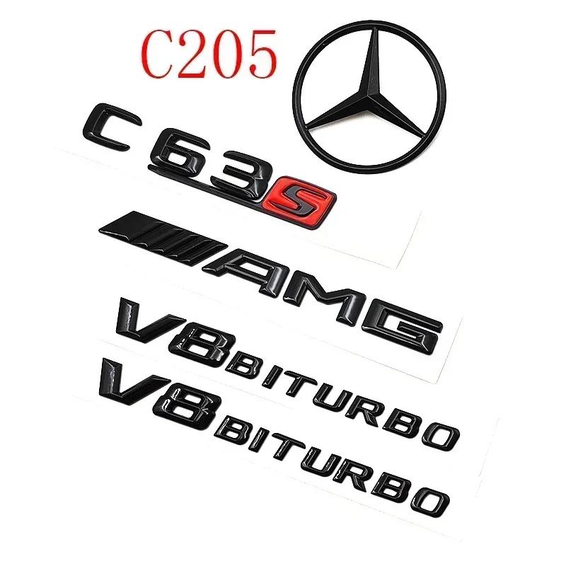 C200 E200 Pro Mercedes Benz 3D Černé Logo Písmena C63S Znak V8 BITURBO Samolepka Hvězda na Zadní Část Auta Znak AMG Pro Mercedes Benz