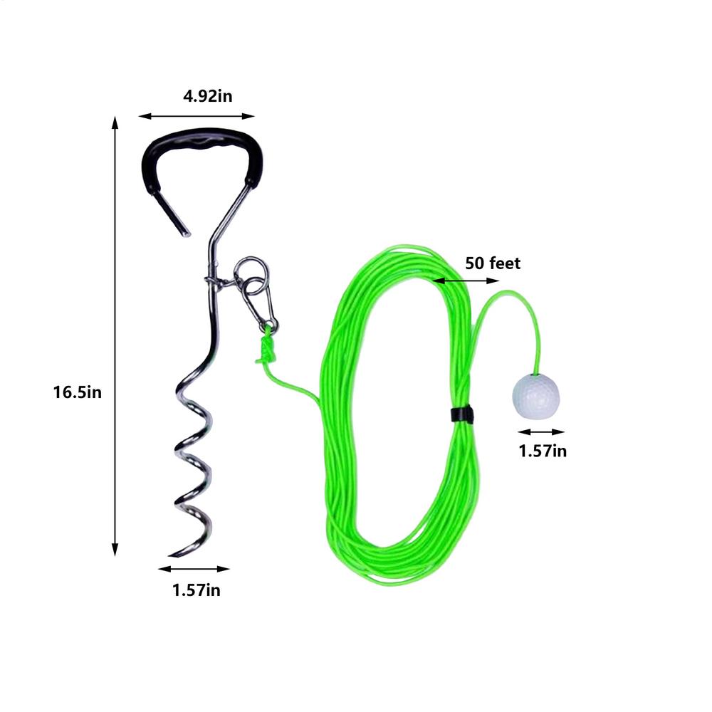 Веревка для отработки гольф-свинга с мячом 50 футов Веревка для обратной связи по свингу Тренировочная веревка для гольфа с колышками для земли для тренировки гольф-свинга