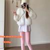 Rosa Nerz Samt Hose Damen Hohe Taille Elastizität Plüsch Freizeit Thermische Leggings Eng Gestrickt Gerade Tragen Außen Hose