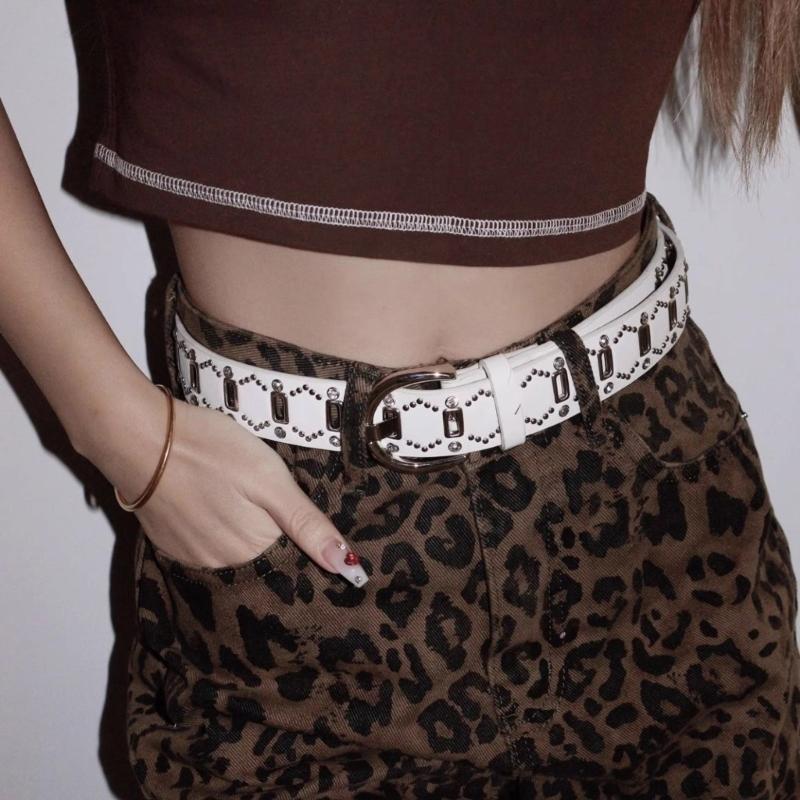 Sparkling Rhinestones Decors Punk Belt Adjustable Waist Strap For Jeans Pants And Dresses Hiphop Dancing Waist Band