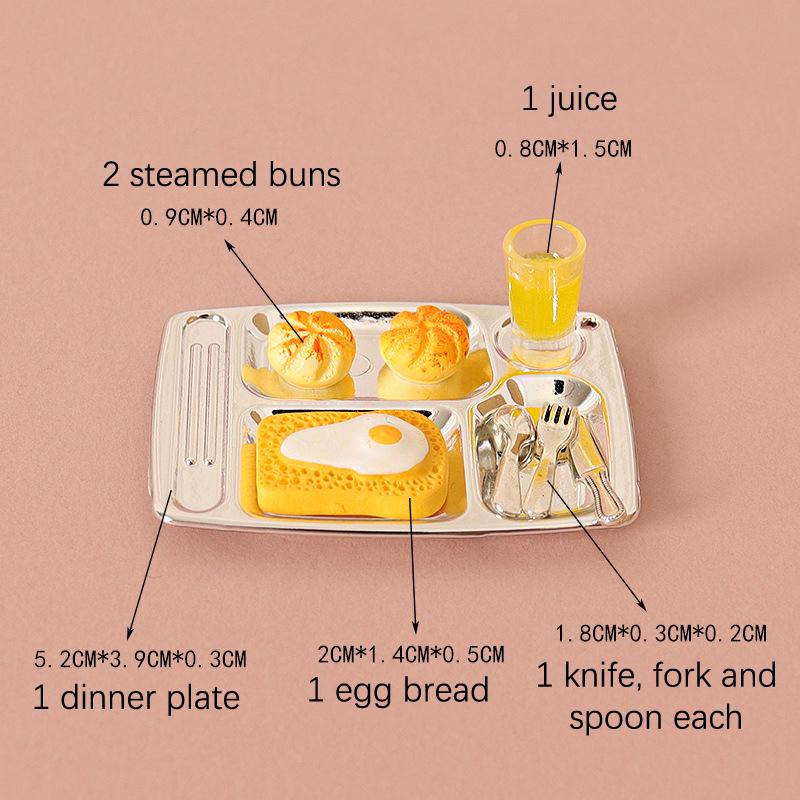 1/12 Dollhouse Mini Bread Hamburger Juice Set Dollhouse Simulation Breakfast Food Decor Dolls House Kitchen Pretend Play Toys