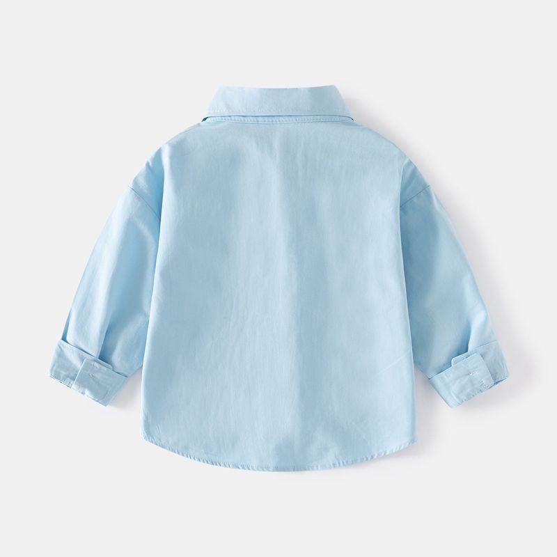 Clothing Spring and Autumn Boys' Long-Sleeved Shirts Kidsren's Lapel Casual Shirts for Small and Medium-Sized Kidsren Boys' Pure Color Clothes