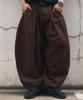 Beokeuldaun [26 Year Ver.] Inverted Tuck Balloon Fit Wide Cotton Pants (Brown)