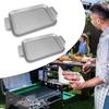 2 Stück Ofen Backform Keksblech Metall Grillplatte BBQ Grillpfanne mit Löchern und Griff Barbecue Grillkorb