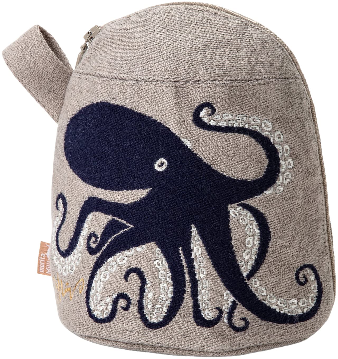 

Morita MiW Gusseted Pouch, Deep Sea Dancing Octopus Design, Beige. This adorable, round pouch features a thick, tightly woven fabric with a refined