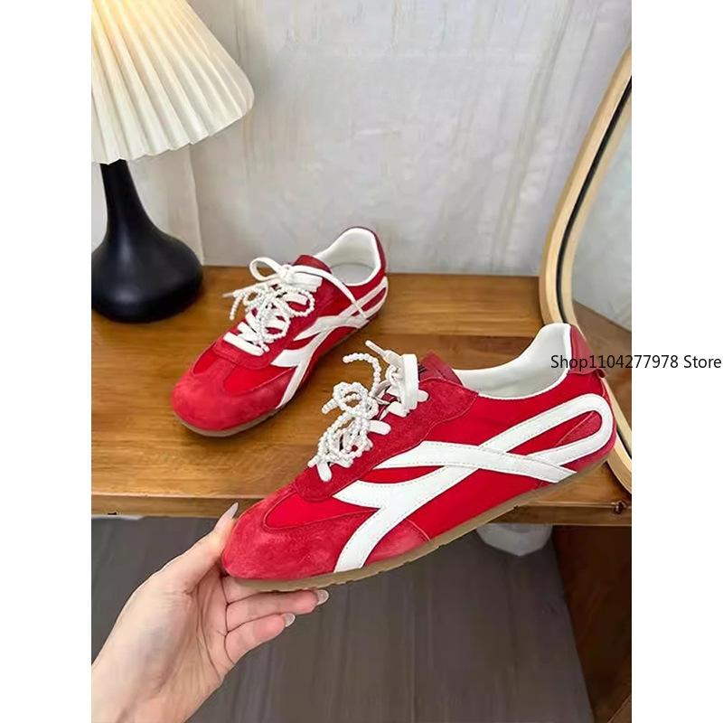 Fashion String Bead Vintage Casual Sports Shoes for Women Leather Hiking Sneakers Women's Platform Walking Athletic Shoe Unisex Loafers
