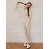 Lunaluz Women S Creamy Long Sleeve Collar pajamaS Two Piece