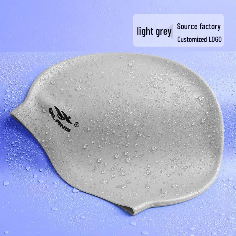 

Водонепроницаемая силиконовая шапочка для плавания: Женский, Мужской Большой Размер, Длинные Волосы, Взрослый и Детский, Защита Ушей, Возможен Индивидуальный Логотип Light Gray