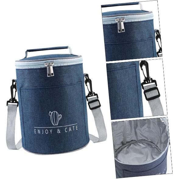 Portable Navy Insulated Lunch Bag - Oxford Cloth Thermal Cooler Tote for Camping Picnics and Travel