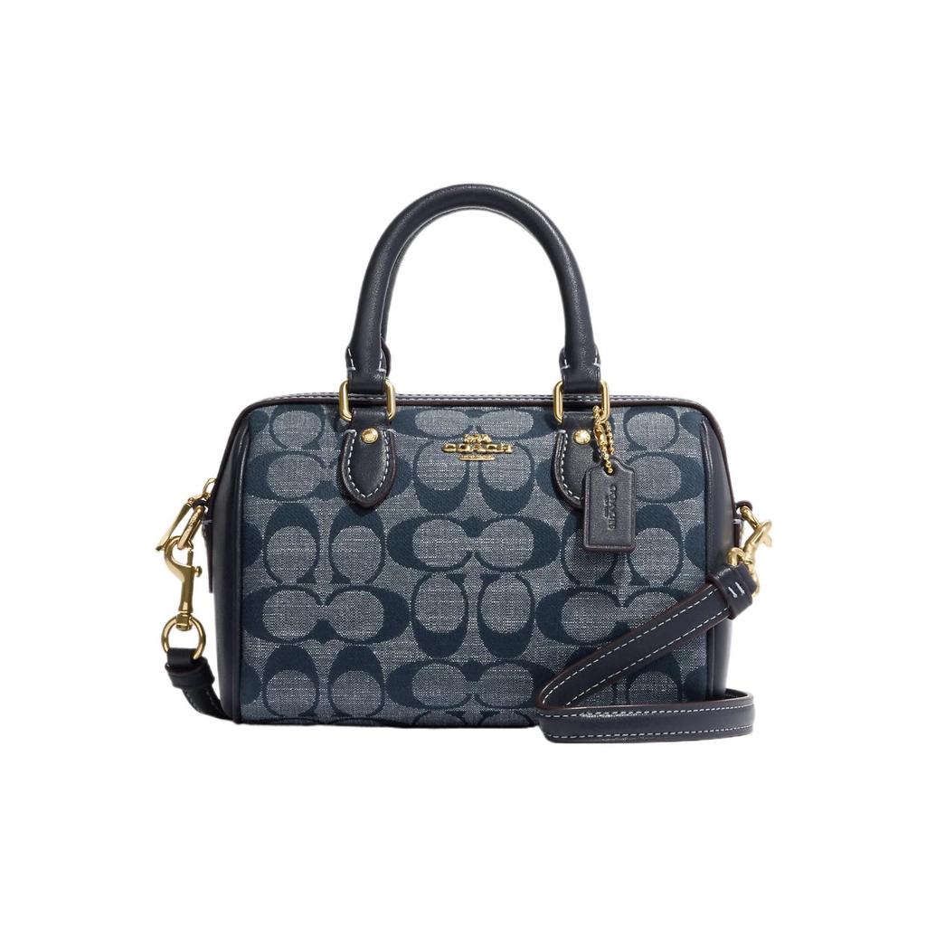 New COACH Rowan Fabric Handbag, Shoulder Bag, Crossbody Bag Mini Women's Denim Blue CH370-IMDEI