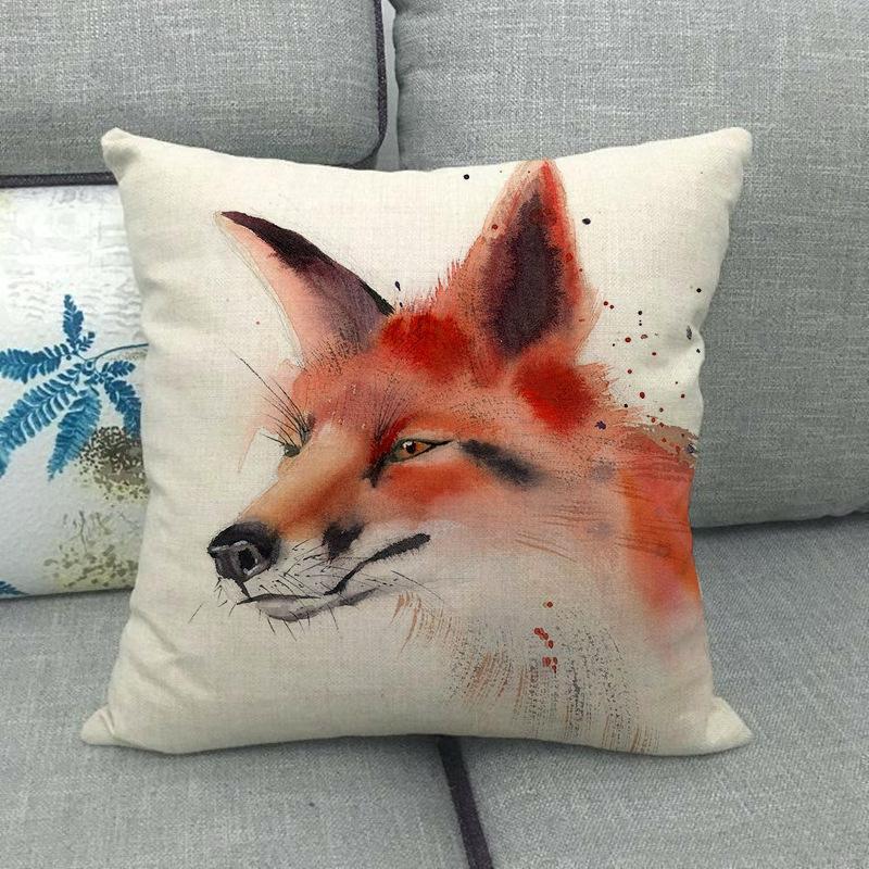 Bear Tiger Lion Fox Wolf Animal Patterns Digital Printing Short Plush Pillow Covers For Car Sofa Office Cushion Cover Home Goods