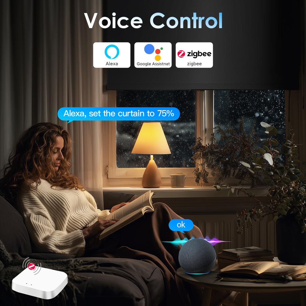 BSEED Zigbee Shutter Switch With Wall Sockets Wall Smart Click Switches Yellow Backlight Plastic Frame Tuya APP Roller Switch EU