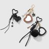 Vintage Leather Keychain Handmade Heart Braided Rope Mirror Charm DIY Accessory Sturdy Leather Key Holder