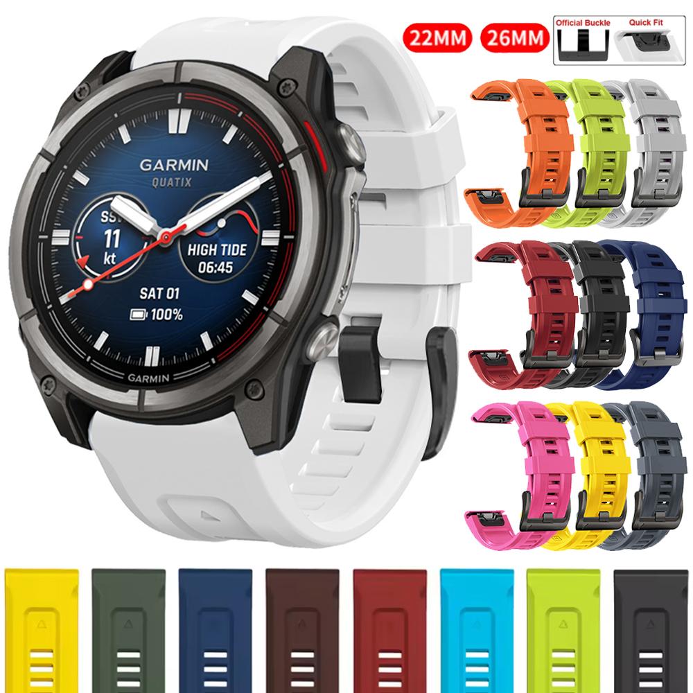QuickFit 22mm 26mm Strap For Garmin Quatix 8 7 6 5 Sapphire Tactix 8 7 Pro Delta Bravo Silicone Band Fenix 7X 7 6X 6 5X Bracelet