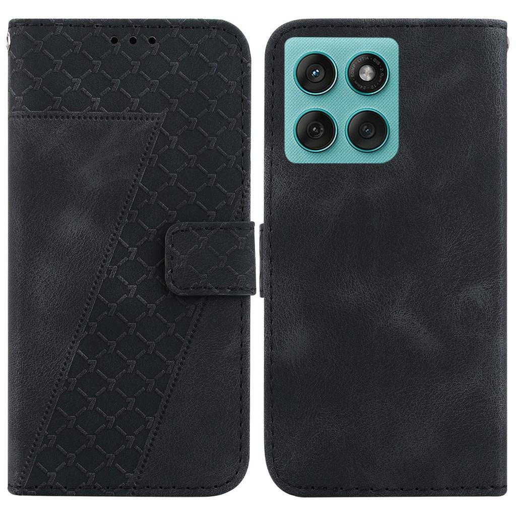 For Motorola Edge 60 5G/60 Fusion 5G Stand Case 7-Shaped Pattern Imprint Leather Phone Cover