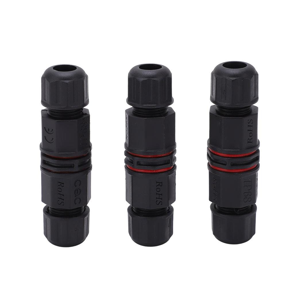3Pcs Waterproof Cable Connector 3 Pin Straight Through IP68 Waterproof Connector for LED Outdoor Lights Fountains