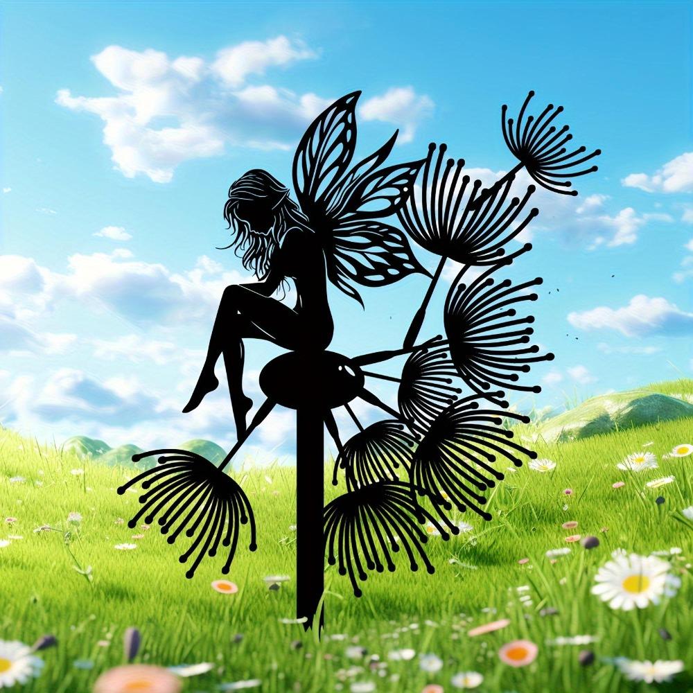 

Iron Nature Elf Wall Sculpture Fairy Dandelion Sprite Metal Art Garden Decor Home Accent Holiday Gift
