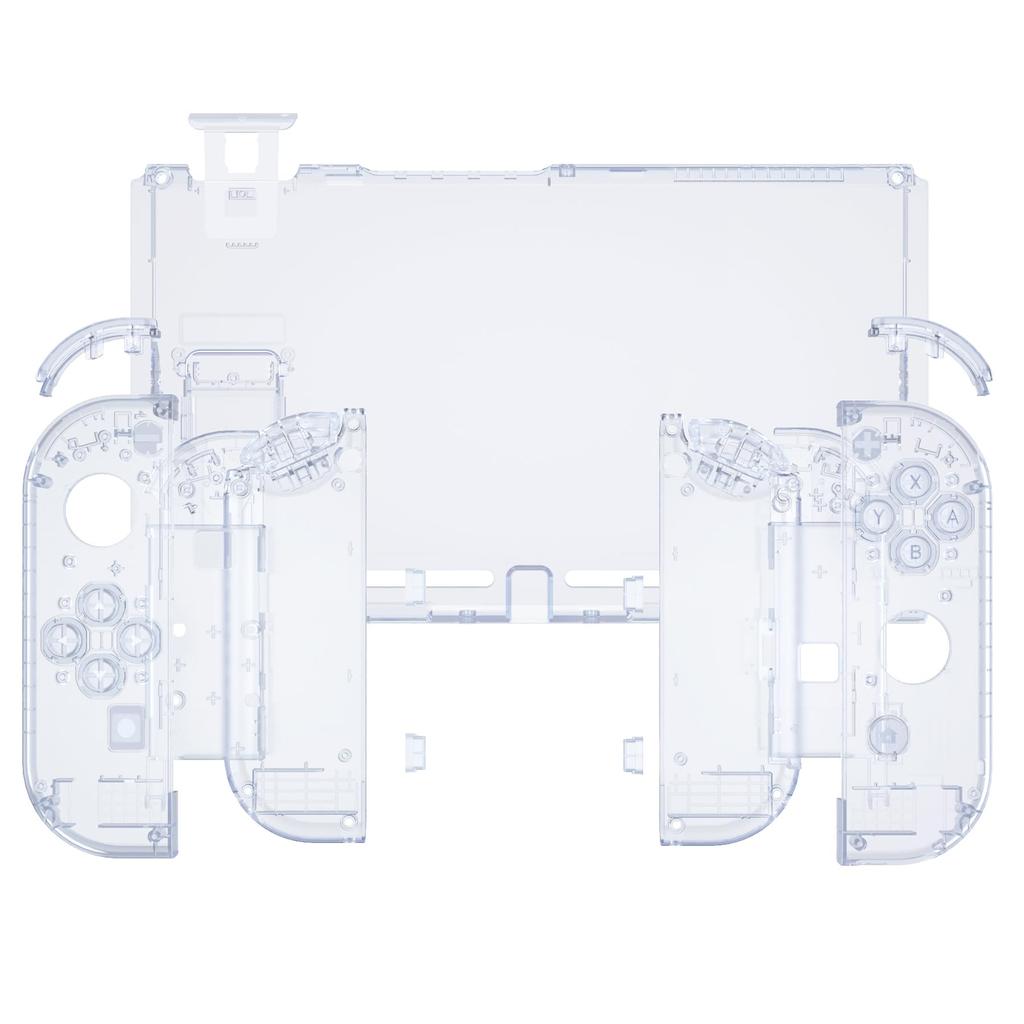 Carcasă de schimb personalizată DIY pentru placa din spate eXtremeRate pentru consola Switch realizată din carcasă transparentă a controlerului cu mâner pentru un set complet de butoane